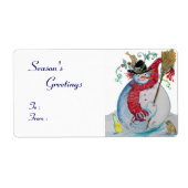 SNOWMAN DRUNKEN MET VOGELS ETIKET (Voorkant)