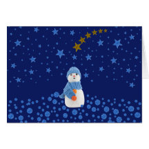Snowman, dunne blauwe sterren op blauw