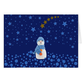 Snowman, dunne blauwe sterren op blauw