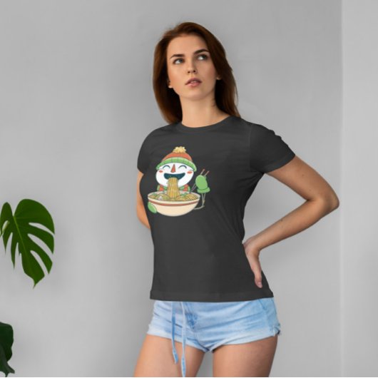 Snowman Eating Ramen T-shirt