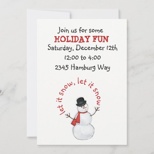 Snowman Editable Invitation Kaart (Voorkant)