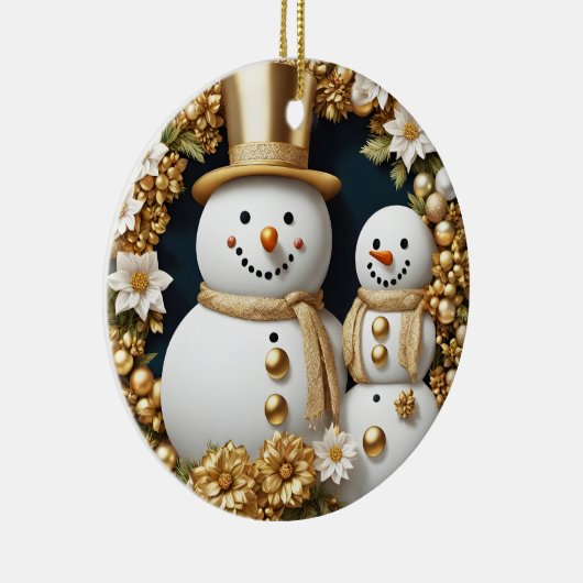 Snowman eerste jaar getrouwd 3D-effect niet echt 3 Keramisch Ornament (Rechts)