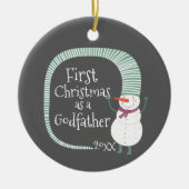 Snowman Eerste Kerstmis als Godfather gepersonalis Keramisch Ornament (Voorkant)
