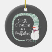Snowman Eerste Kerstmis als Godfather gepersonalis Keramisch Ornament (Achterkant)