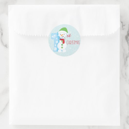 Snowman Eerste Kerstmis Ronde Sticker (Tas)