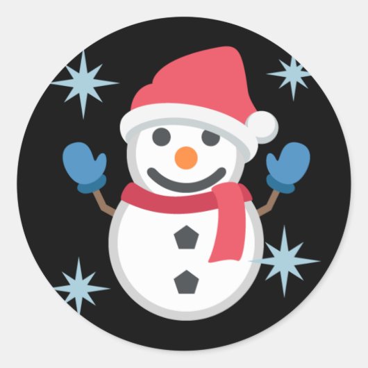 Snowman Emoji Ronde Sticker (Voorkant)