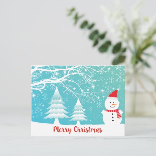 Snowman en Abstracte sneeuwvlokken Briefkaart (Staand voorkant)