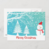 Snowman en Abstracte sneeuwvlokken Briefkaart (Voorkant / Achterkant)