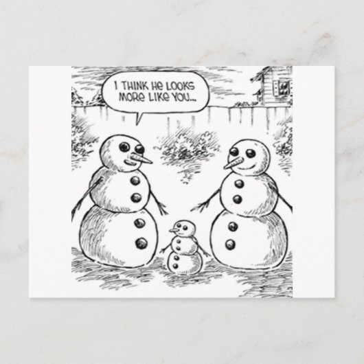 Snowman en Baby Briefkaart (Voorkant)