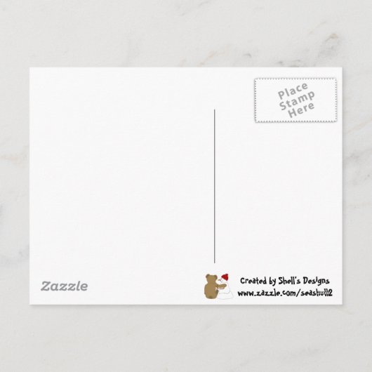 Snowman en Beer vrienden Feestdagenkaart (Achterkant)