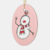 Snowman en Bird Ceramic Ornament (Links)