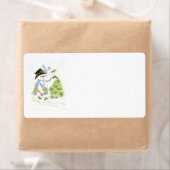 Snowman en Bluebird Address Label (Insitu)