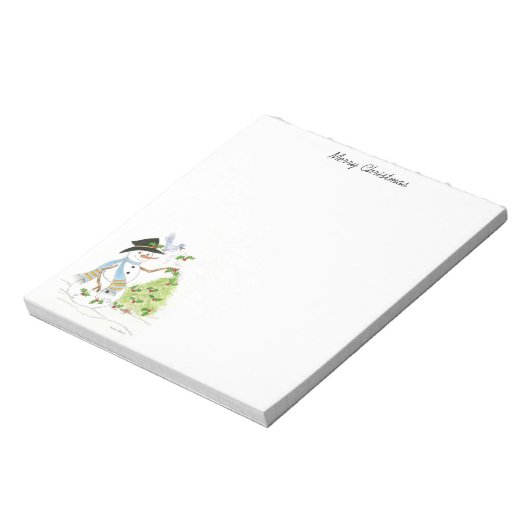Snowman en Bluebird Holiday note pad Notitieblok (Linkerzijde)