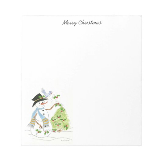 Snowman en Bluebird Holiday note pad Notitieblok (Voorkant)