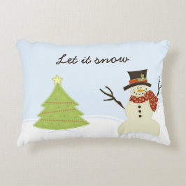 Snowman en Boom Decoratief Kussen