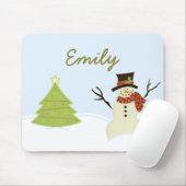 Snowman en Boom-kerstmis Mousepad Muismat (Met muis)