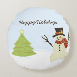 Snowman en Boom Rond Kussen