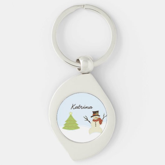 Snowman en Boom Sleutelhanger (Voorkant)