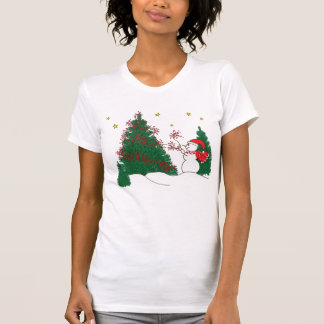 Snowman en boom t-shirt