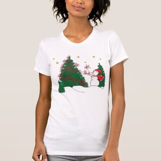 Snowman en boom t-shirt (Voorkant)