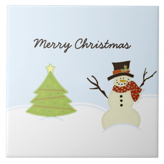 Snowman en Boom Tegeltje (Voorkant)