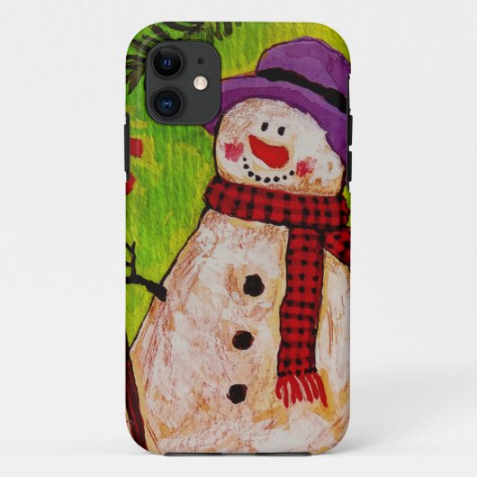 Snowman en Broom Case-Mate iPhone Case (Achterkant)