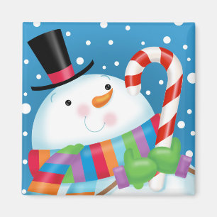 Snowman en Candy Cane magnet