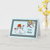 Snowman- en Cupid-Valentijnsdag-kaart Kaart (Gele Bloem)