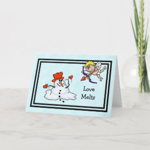 Snowman- en Cupid-Valentijnsdag-kaart Kaart