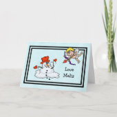 Snowman- en Cupid-Valentijnsdag-kaart Kaart (Voorkant)