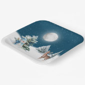 Snowman en Deer in sneeuwvlokken Papieren Bordje (Gebogen)