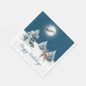 Snowman en Deer met Moon Servet (Hoek)