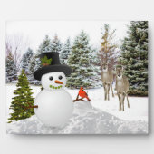 Snowman en Deer/Winter Season Home Decor Fotoplaat (Voorkant)