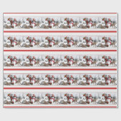 Snowman en Deer Winter Snow Wrapping Paper Cadeaupapier (Vlak)