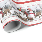Snowman en Deer Winter Snow Wrapping Paper Cadeaupapier (Rol Hoek)