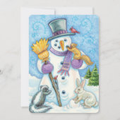 Snowman en Dierenuitnodiging voor de kerst Kaart (Voorkant)