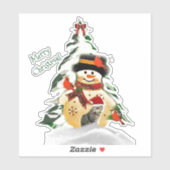 Snowman en Dierenvrienden met een kerstfeest Sticker (Vel)