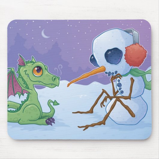 Snowman en Dragon Mousepad Muismat (Voorkant)