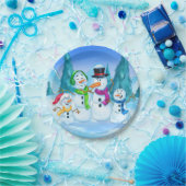 Snowman en familiekerstborden papieren bordje (Feest)