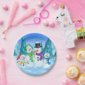 Snowman en familiekerstborden papieren bordje (Feest)