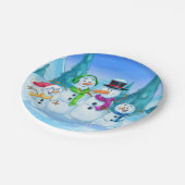Snowman en familiekerstborden papieren bordje (Gekanteld)