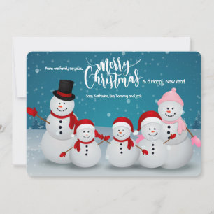 Snowman en Family Holiday Greeting Card Feestdagenkaart