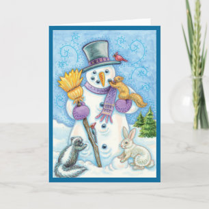 Snowman en Friends Retro-kerstkaart Feestdagen Kaart