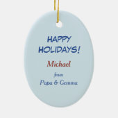 Snowman en Friends Retro Kerstmis Keramisch Ornament (Achterkant)