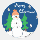 Snowman en Friends Ronde Sticker (Voorkant)