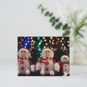 Snowman- en gezinsversieringen in de boom briefkaart (Staand voorkant)