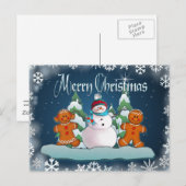 SNOWMAN EN GINGERBREAD KIND VAN SHARON SHARPE BRIEFKAART (Voorkant / Achterkant)