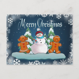 SNOWMAN EN GINGERBREAD KIND VAN SHARON SHARPE BRIEFKAART