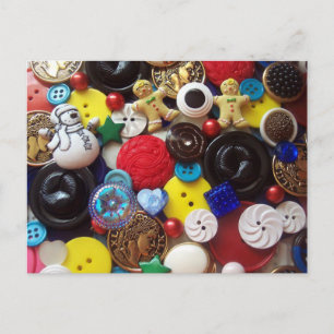 Snowman en Gingerbrood Mannen Buttonnen Briefkaart