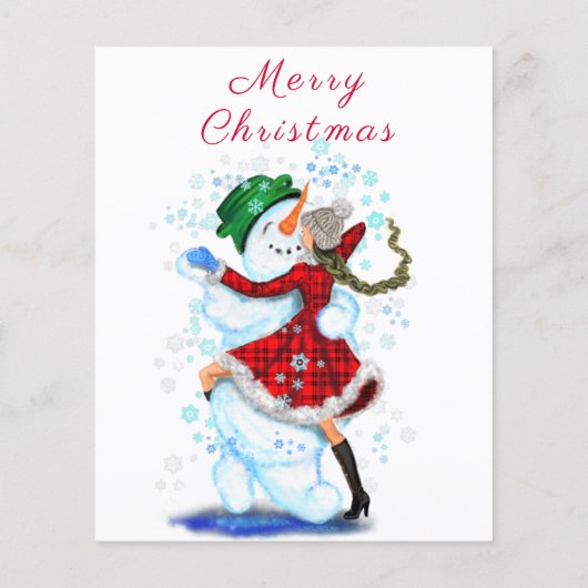 Snowman en Girl Dance Kerstbrochure Flyer (Achterkant)